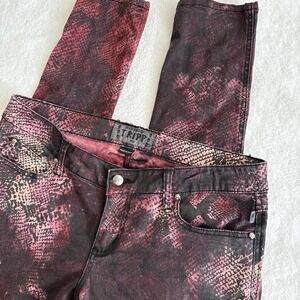 Tripp NYC red & black snakeskin print skinny jeans